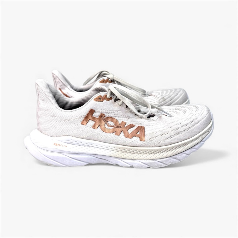 Hoka Mach 5 White Copper Athletic Running Shoe Women’s Size 9 - Picture 4 of 14